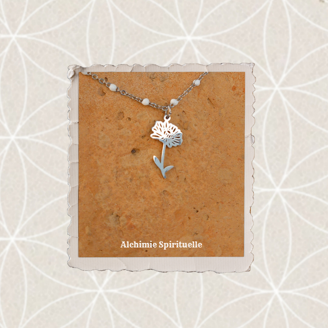 Collier Fleur de naissance Novembre / Chrysanthème