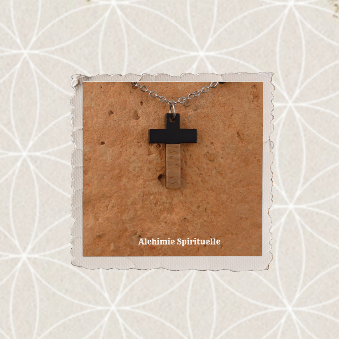 Collier Croix Bi matière