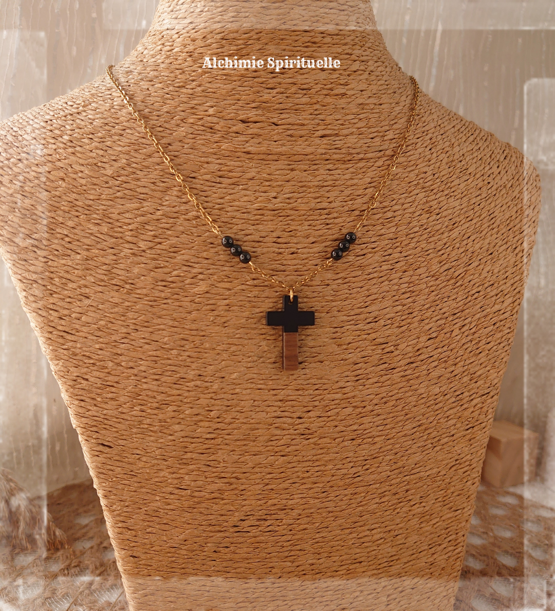 Collier Croix Bi matière