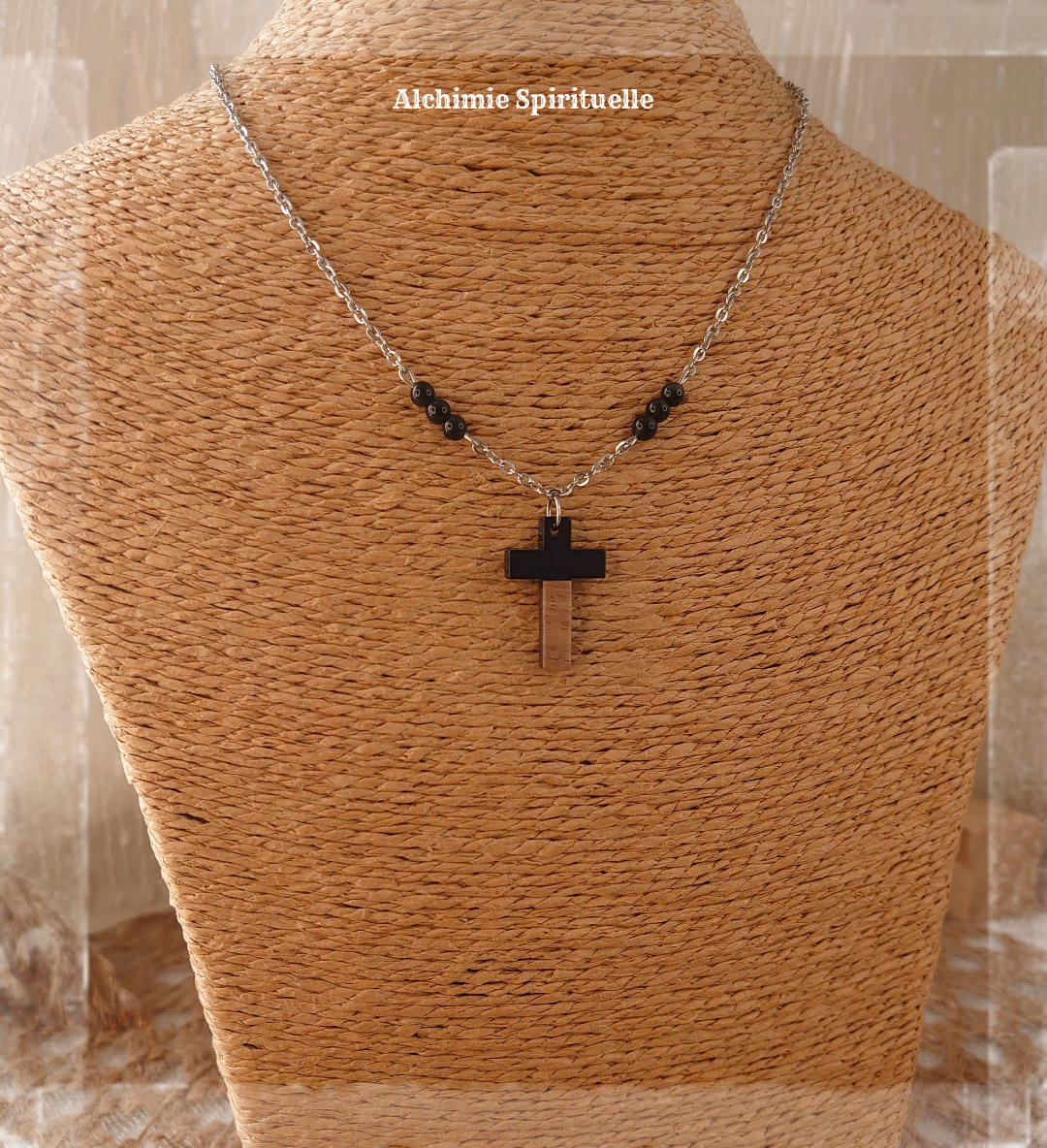 Collier Croix Bi matière