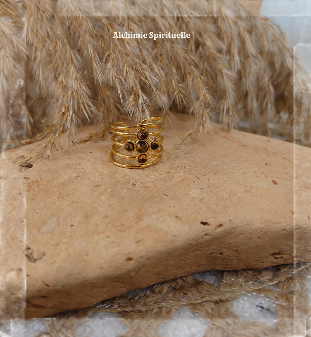 Bague Croix Œil de Tigre