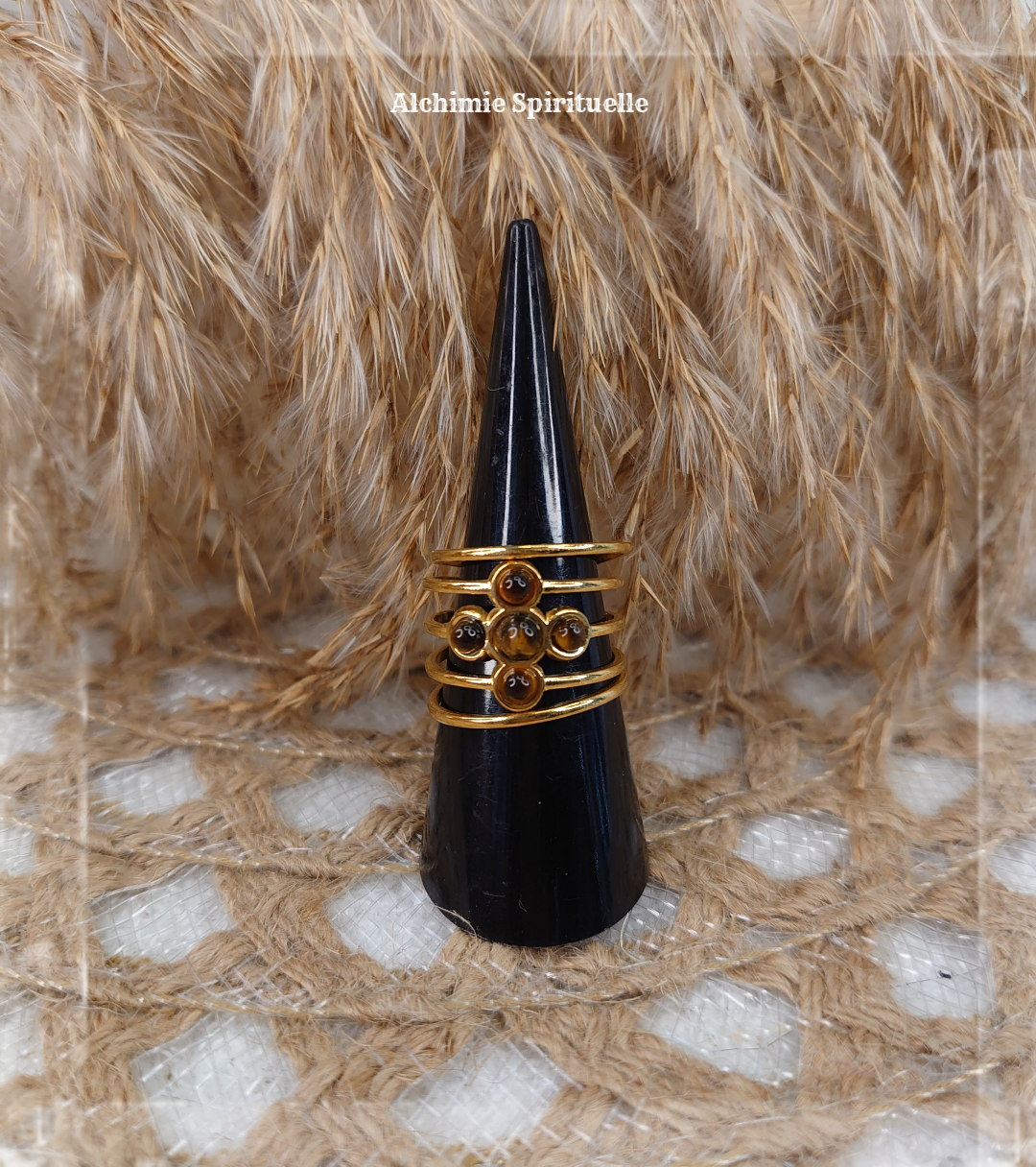 Bague Croix Œil de Tigre