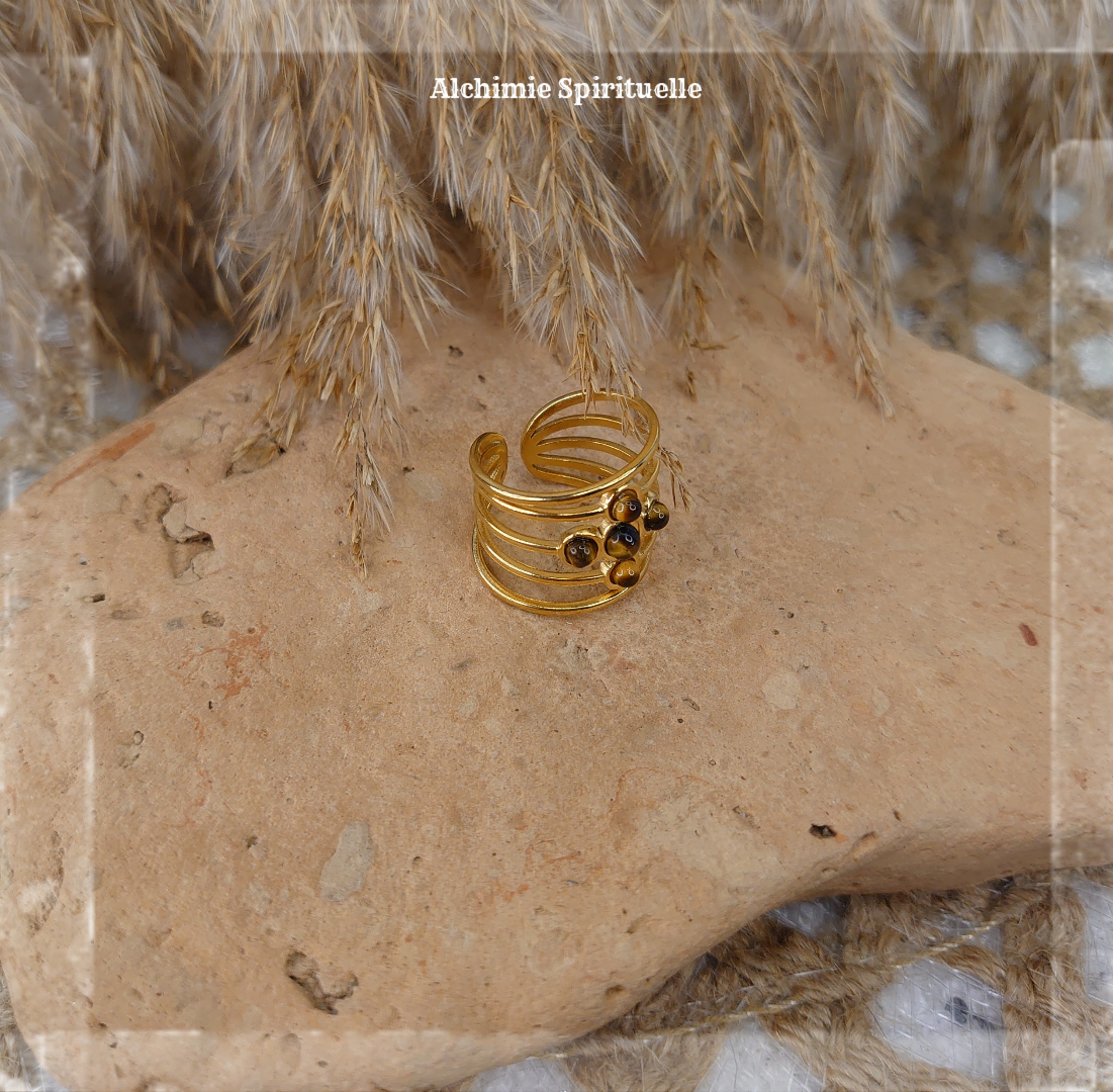 Bague Croix Œil de Tigre