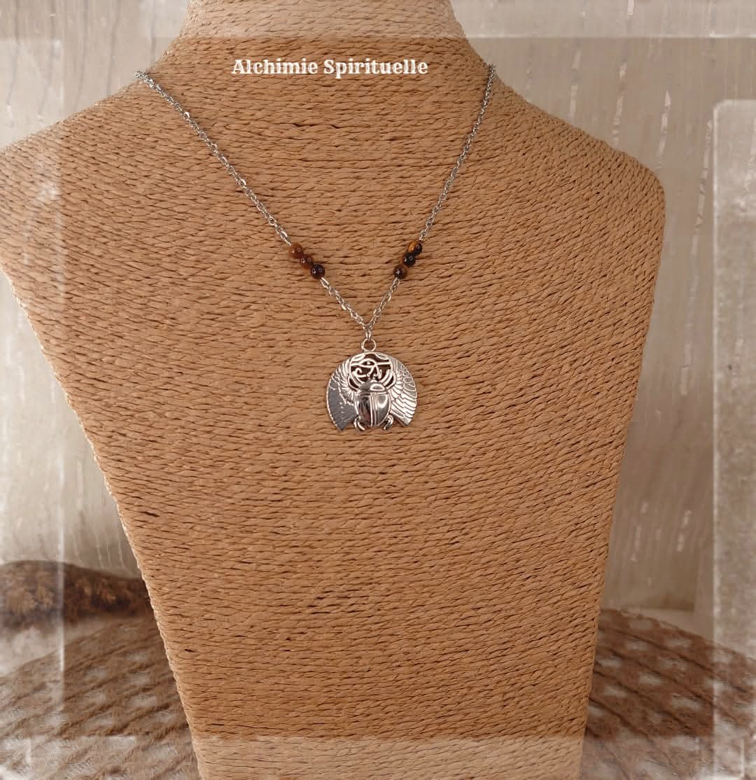Collier Scarabée Sacré Egyptien, Œil D'Horus