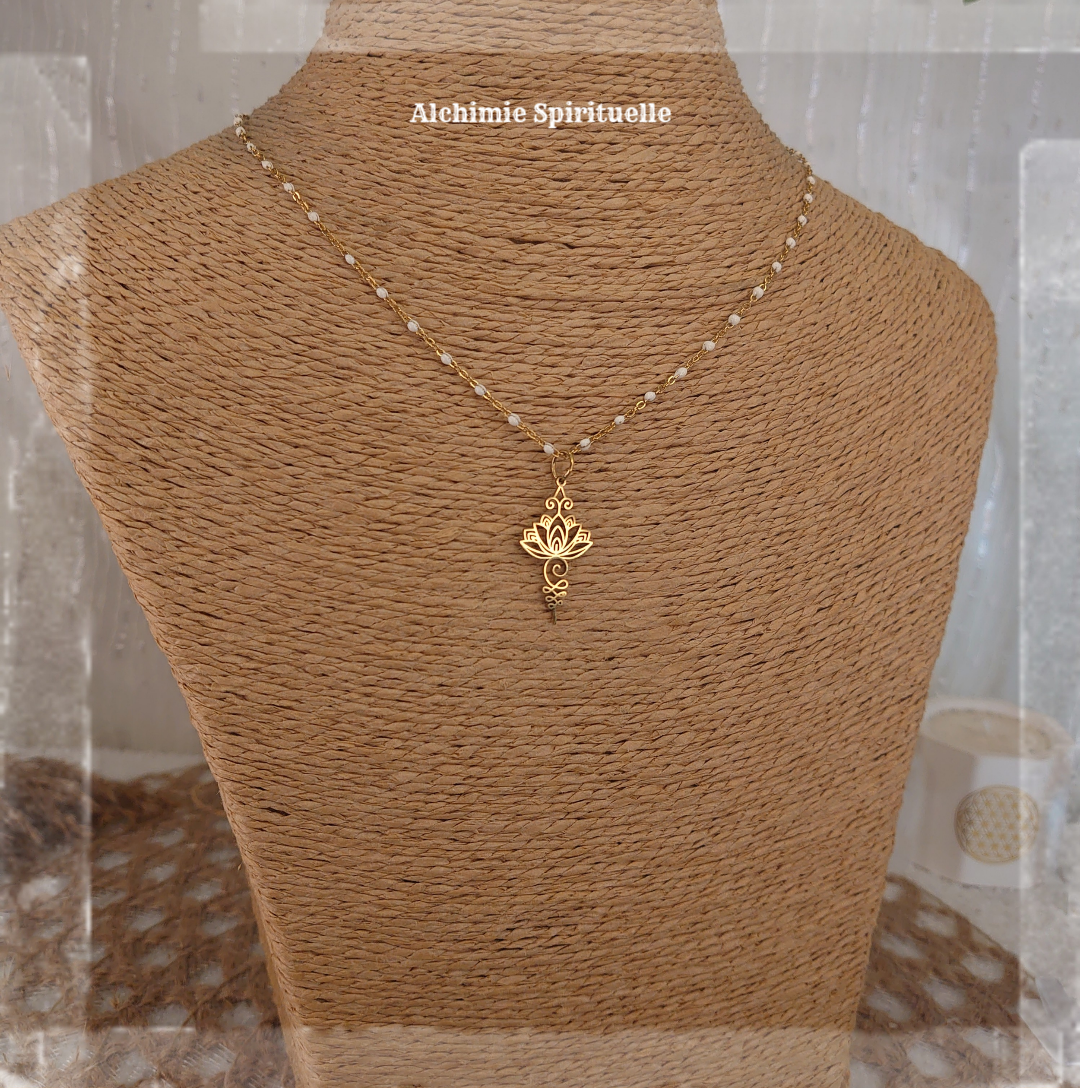 Collier Unalome Fleur de Lotus