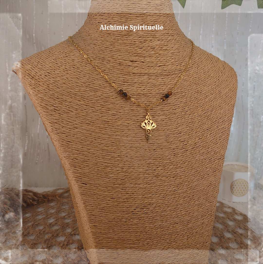 Collier Unalome Fleur de Lotus