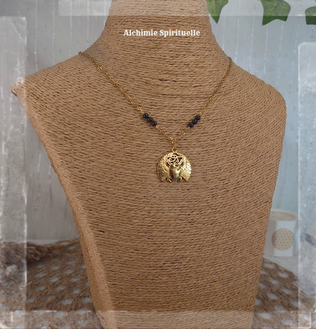 Collier Scarabée Sacré Egyptien, Œil D'Horus