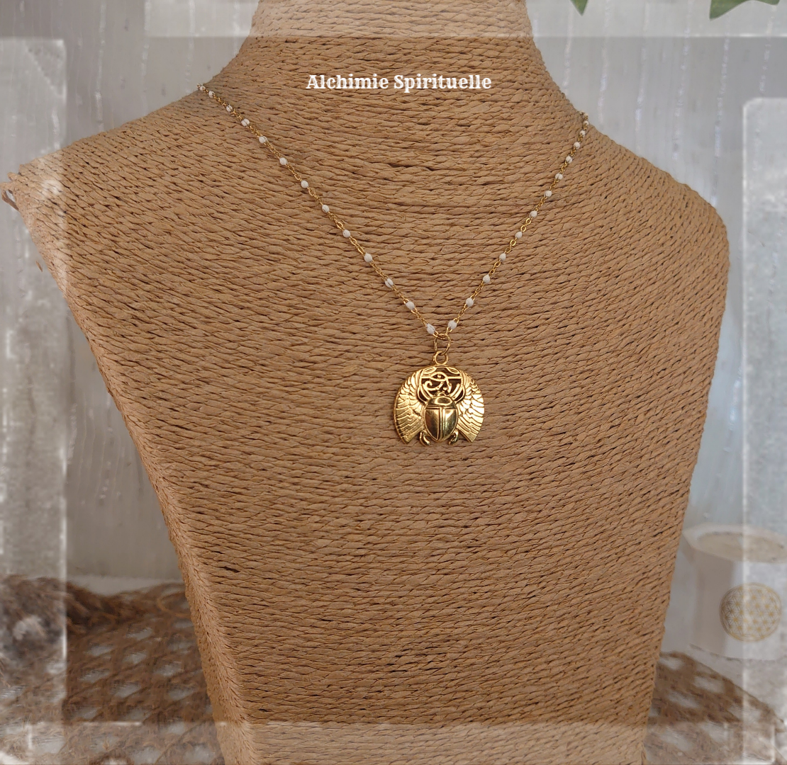 Collier Scarabée Sacré Egyptien, Œil D'Horus