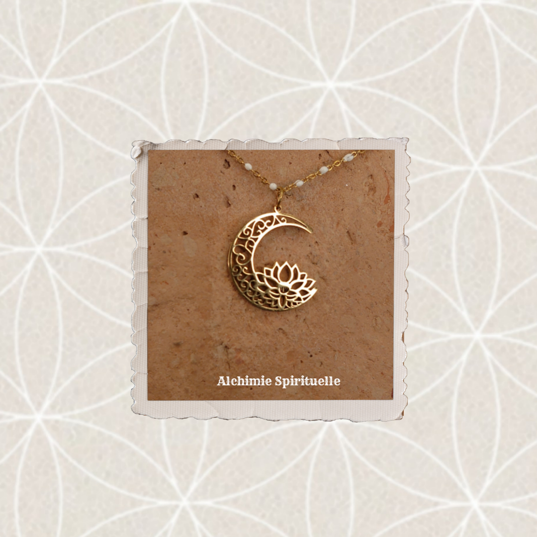 Collier Lune Fleur de Lotus
