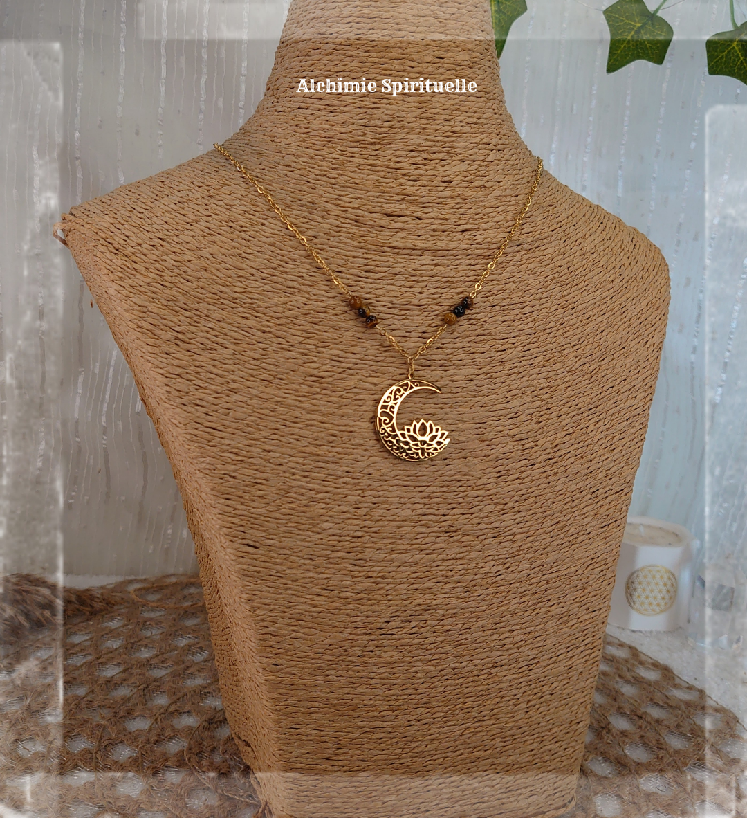 Collier Lune Fleur de Lotus