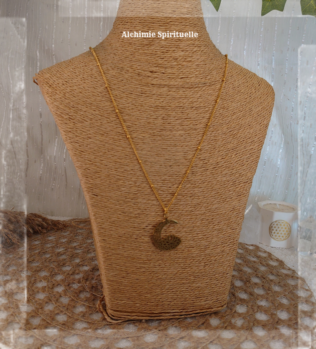 Collier Lune Fleur de Lotus