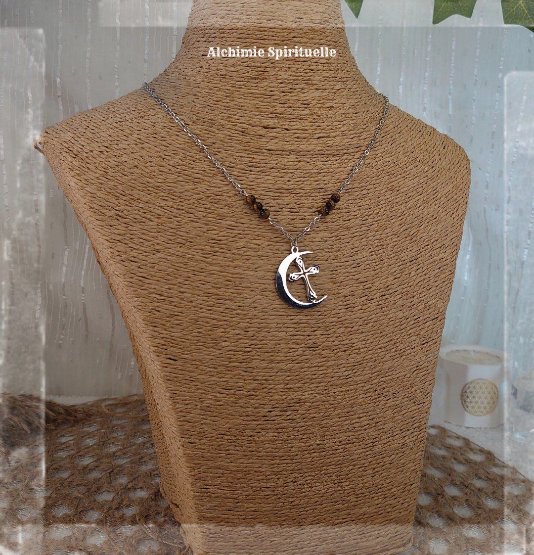Collier Lune Croix