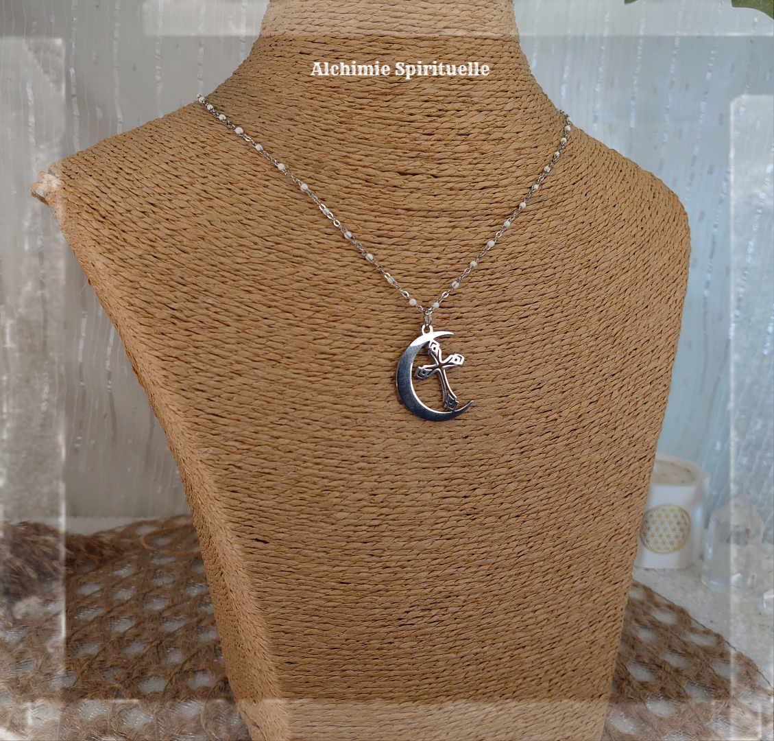 Collier Lune Croix