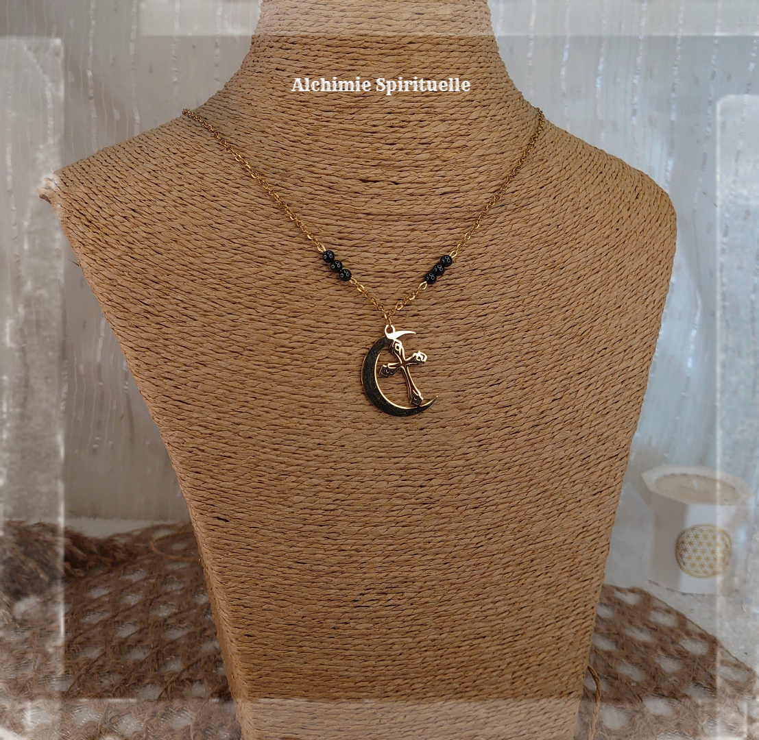 Collier Lune Croix