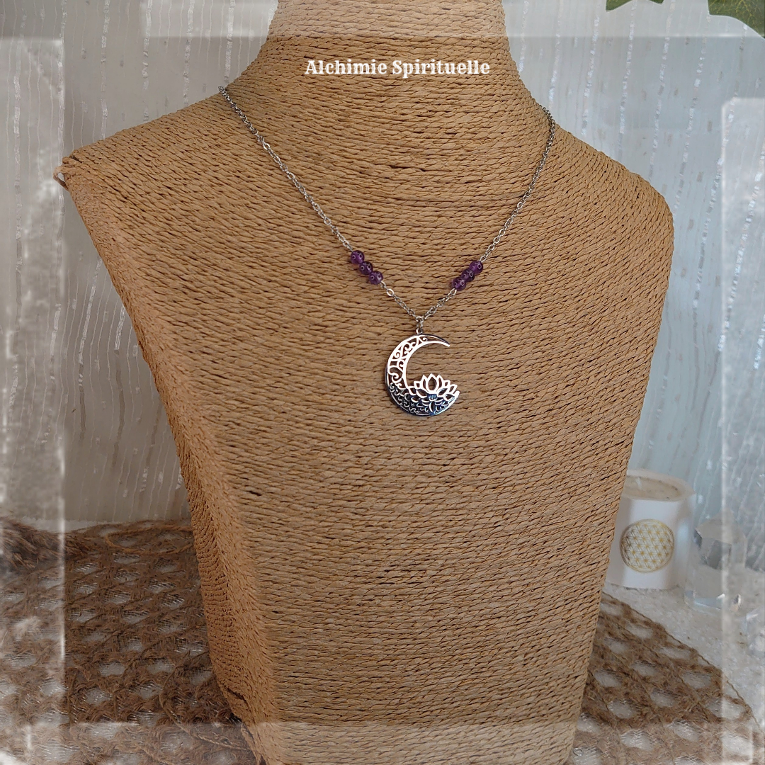 Collier Lune Fleur de Lotus