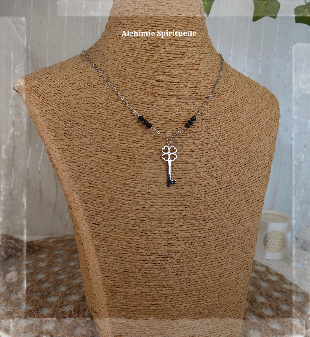 Collier Clé Trèfle à 4 feuilles