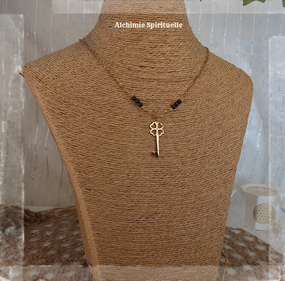 Collier Clé Trèfle à 4 feuilles
