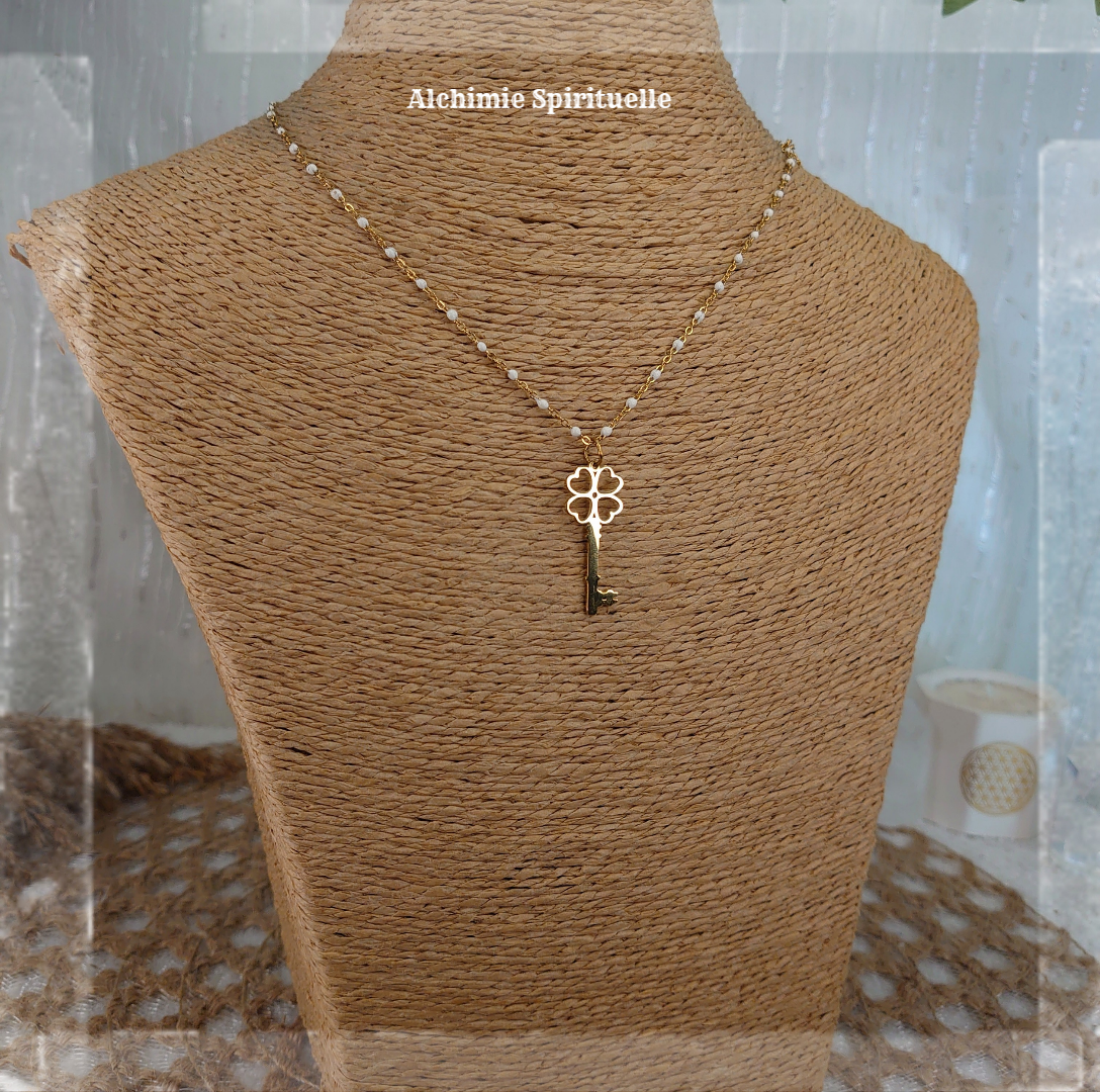 Collier Clé Trèfle à 4 feuilles