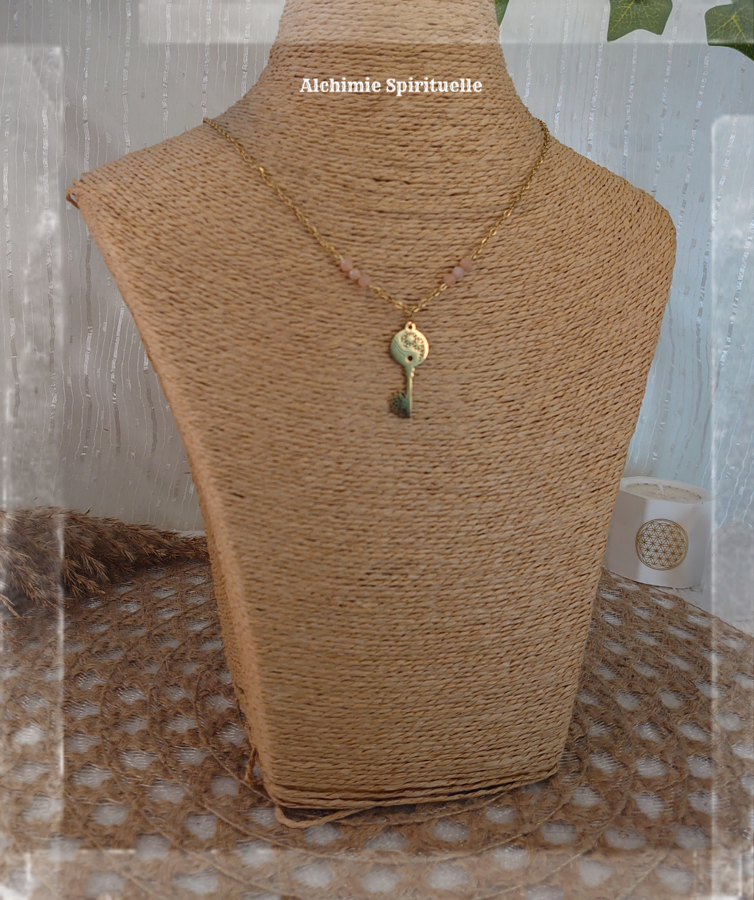 Collier Clé Fleur de vie et Lotus