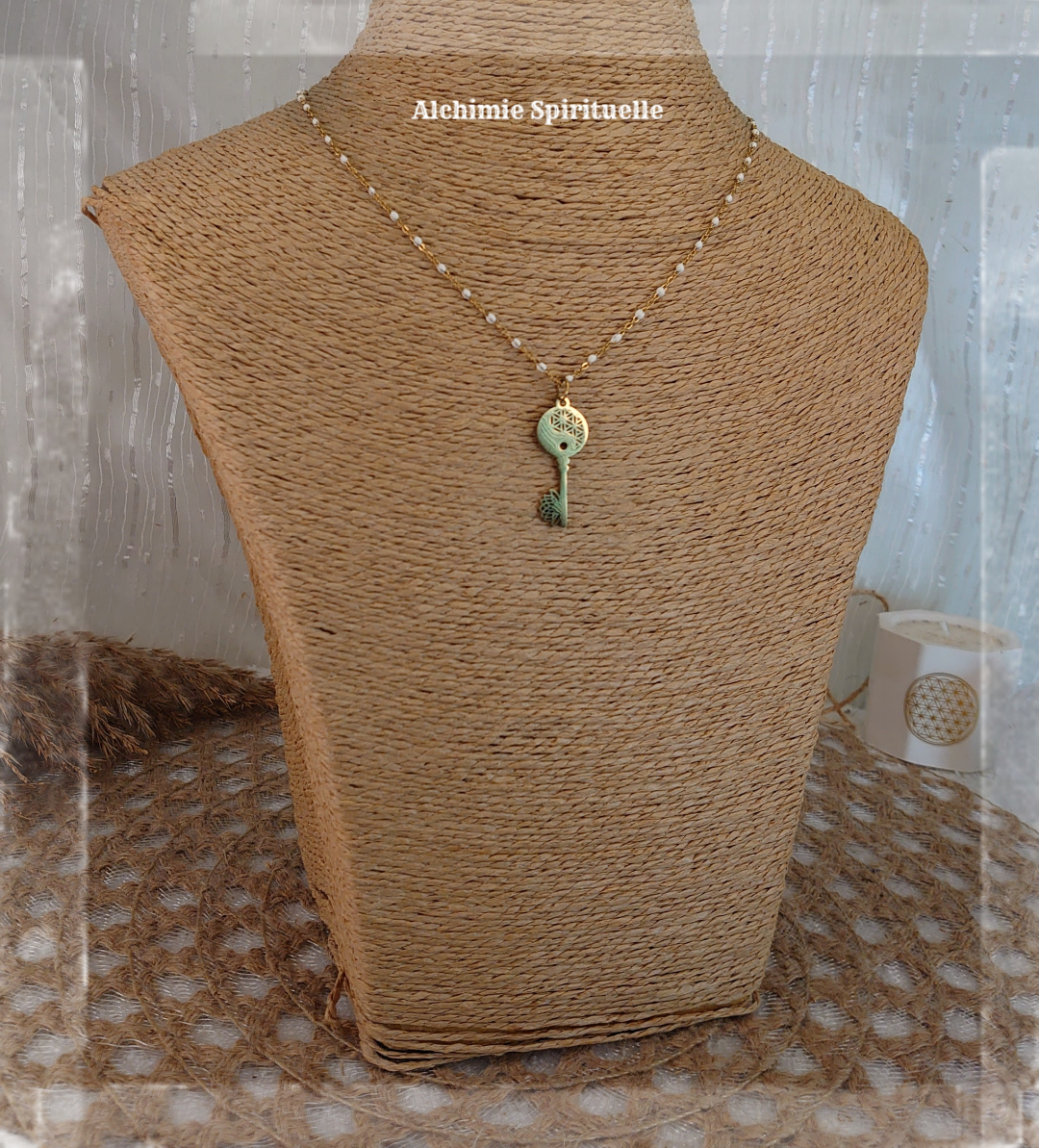 Collier Clé Fleur de vie et Lotus