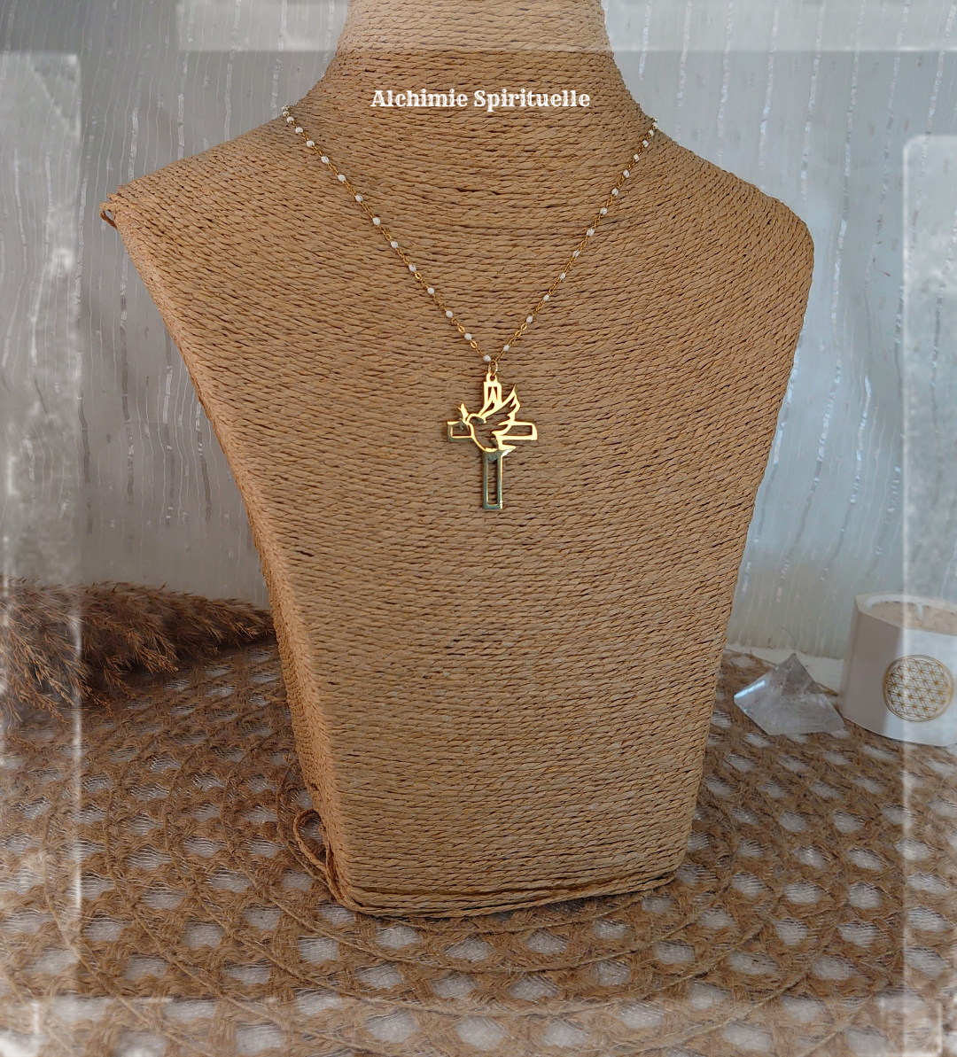Collier Croix Colombe de la Paix