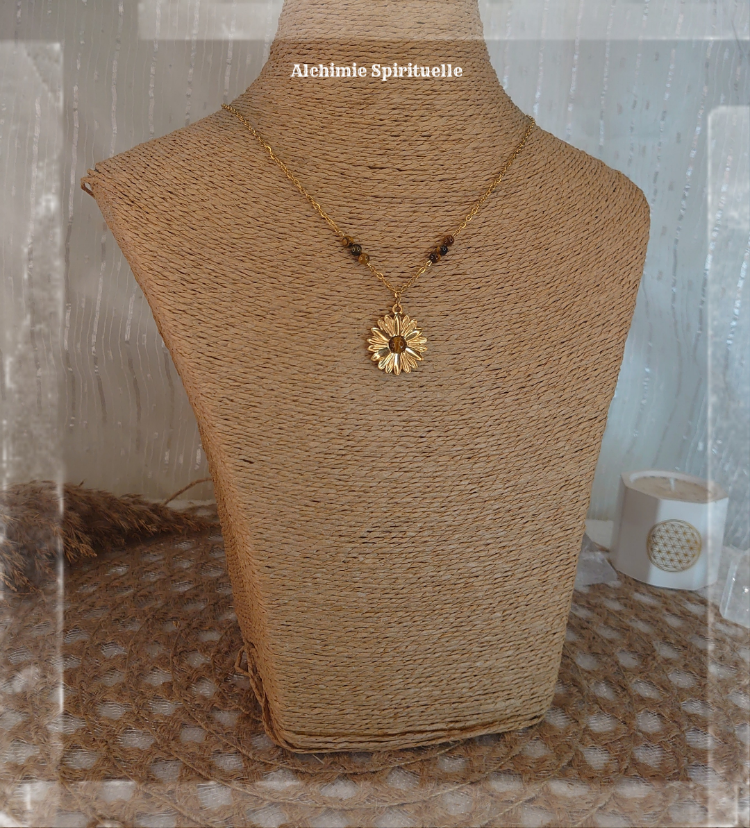 Collier Fleur Œil de tigre