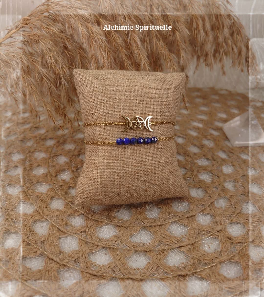 Bracelet Triple Lune et Pentacle 