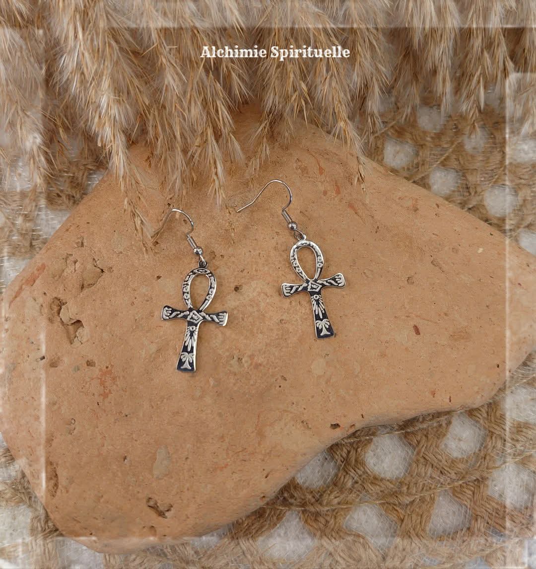 Boucles d'oreilles Croix Egyptienne