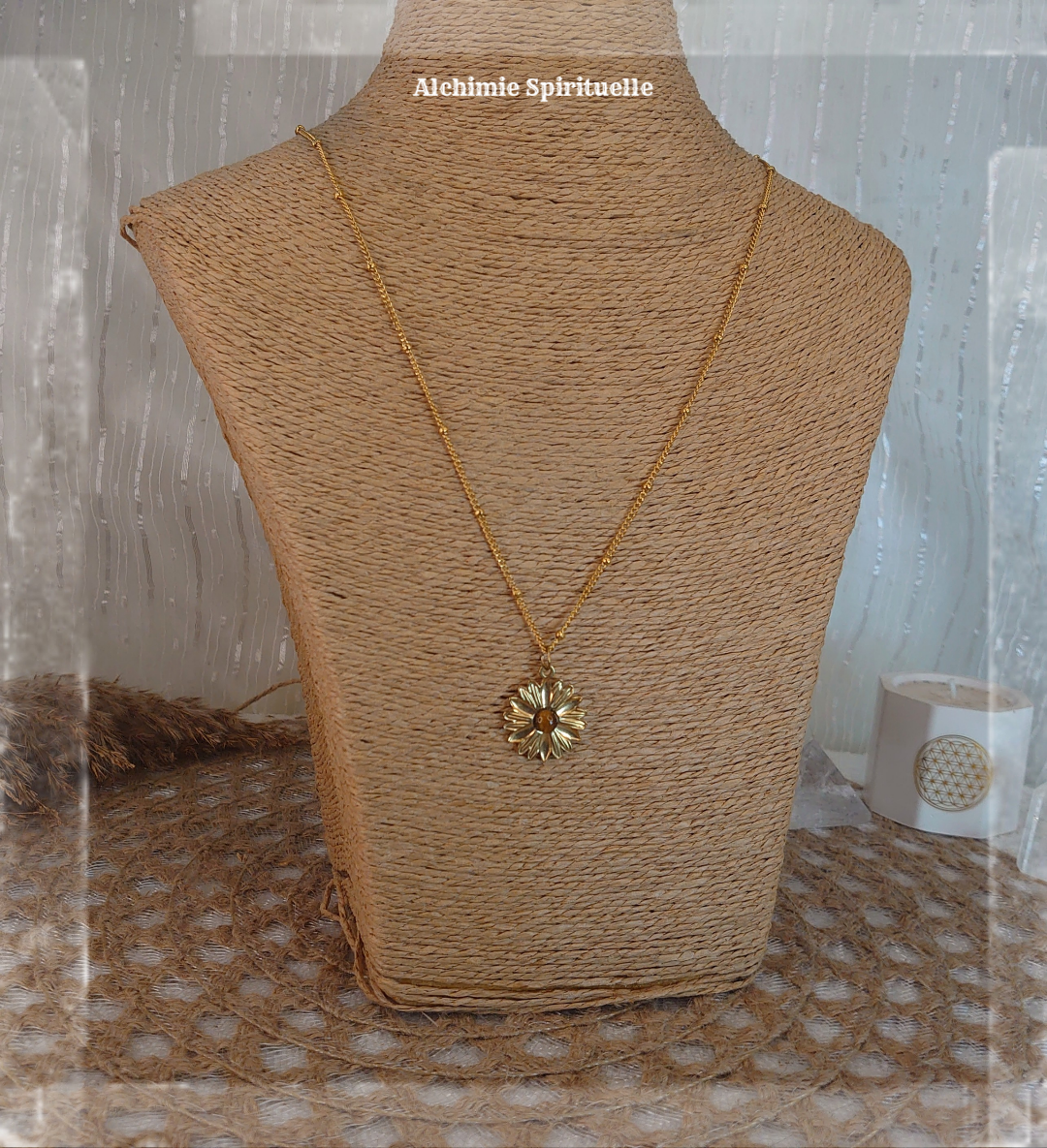 Collier Fleur Œil de tigre