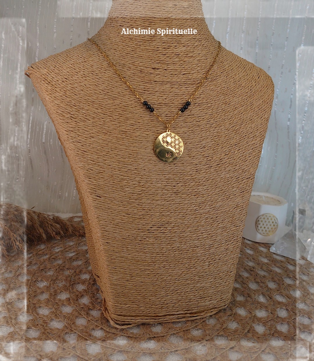 Collier Fleur de vie et Yin Yang