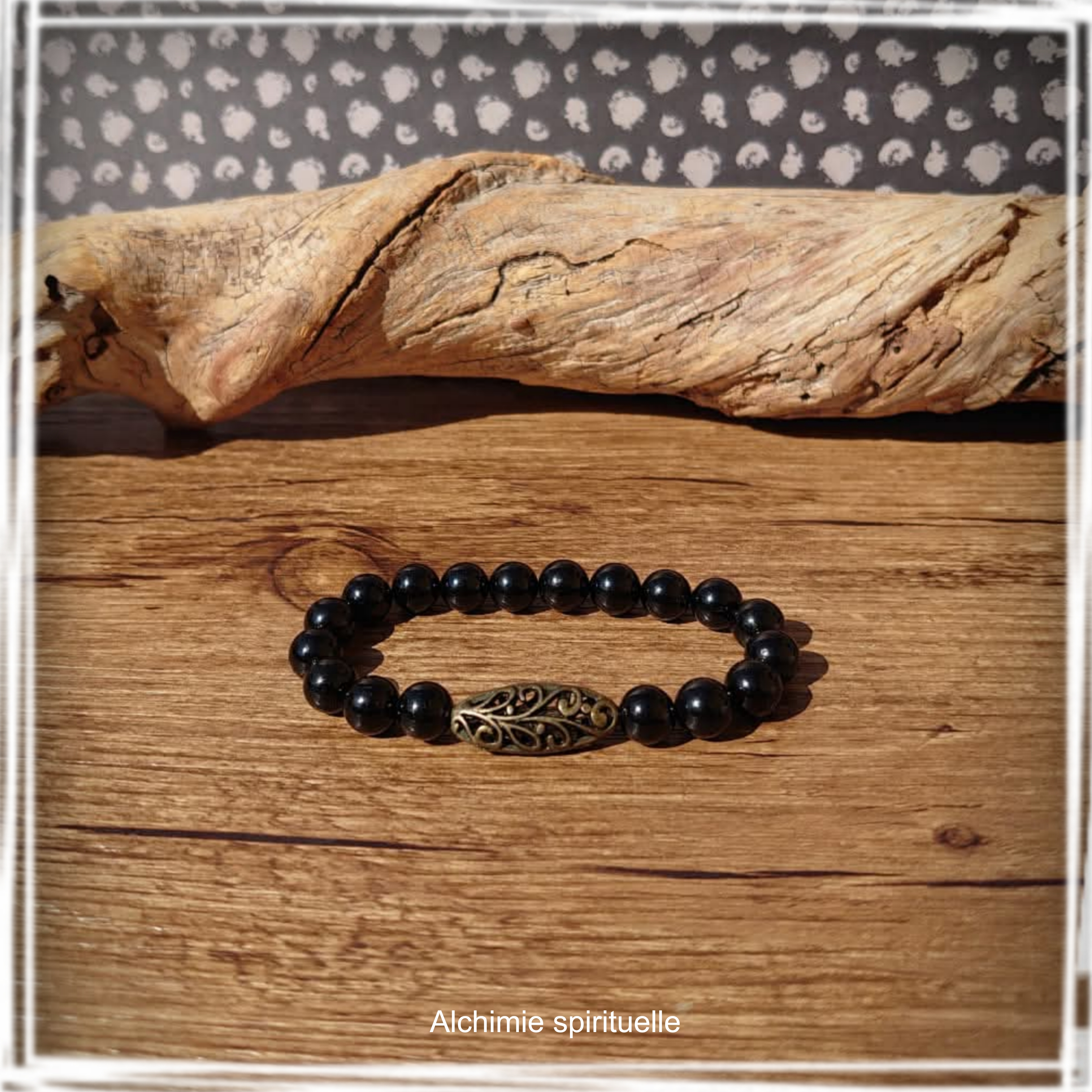 Bracelet Spinelle noir (8mm)