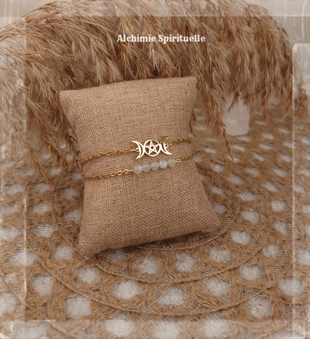 Bracelet Triple Lune et Pentacle 