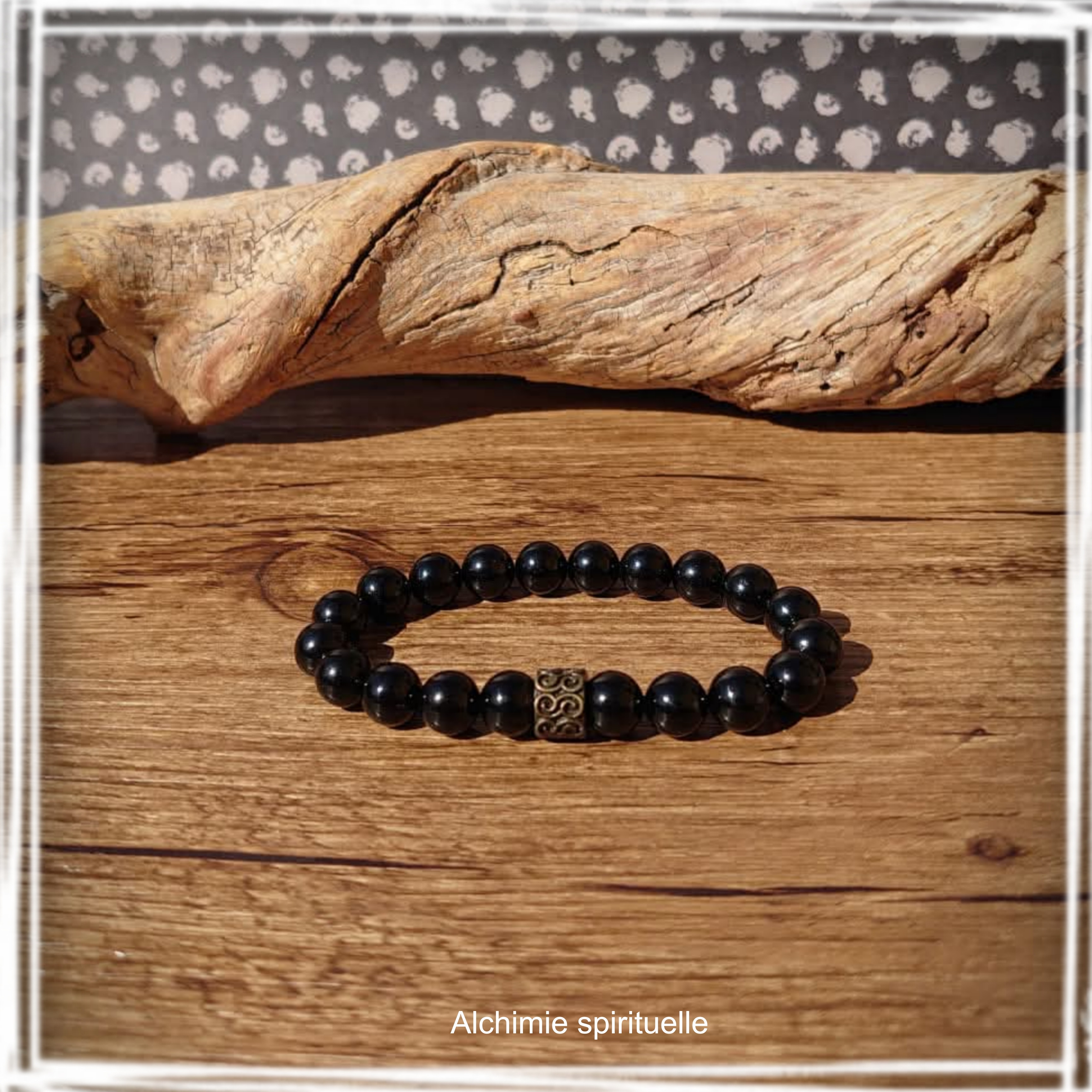 Bracelet Spinelle noir (8mm)