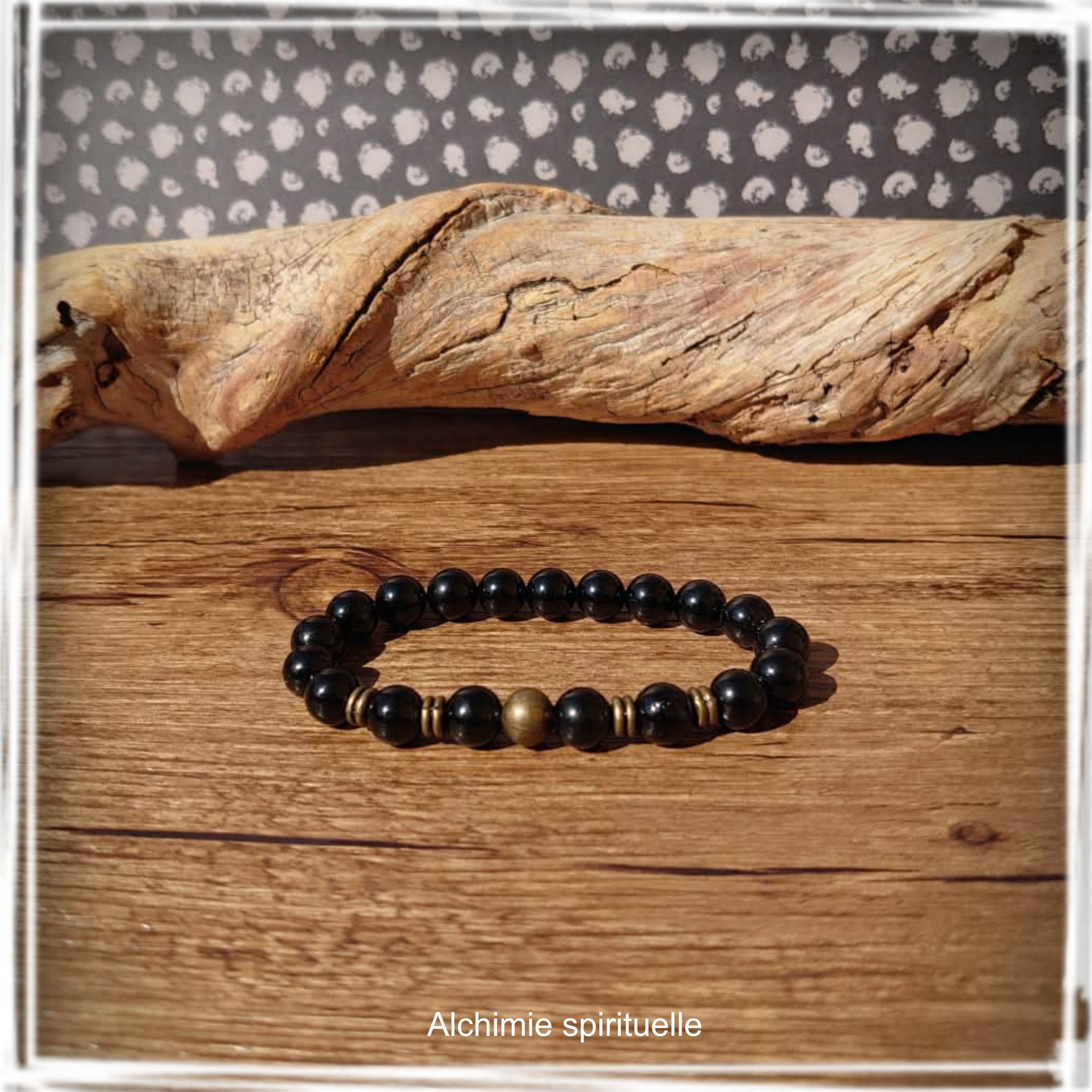 Bracelet Spinelle noir (8mm)