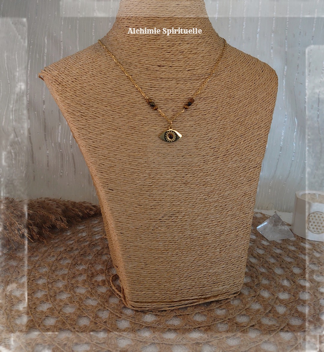  Collier Œil de protection, Œil de tigre