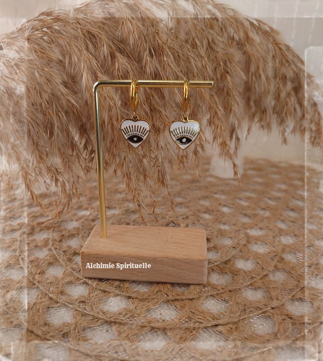 Boucles d'oreilles Cœur Œil de protection