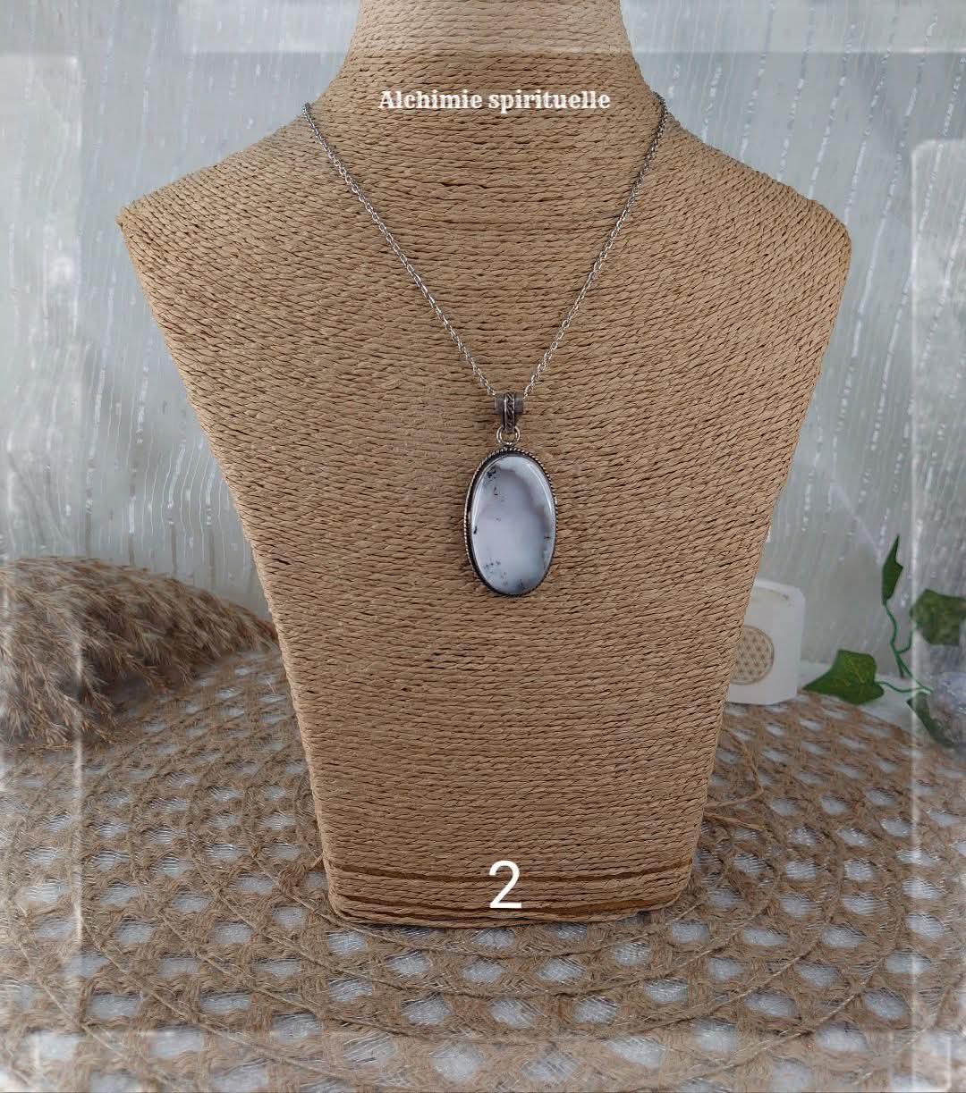 Pendentif Opale dendrite (Merlinite)