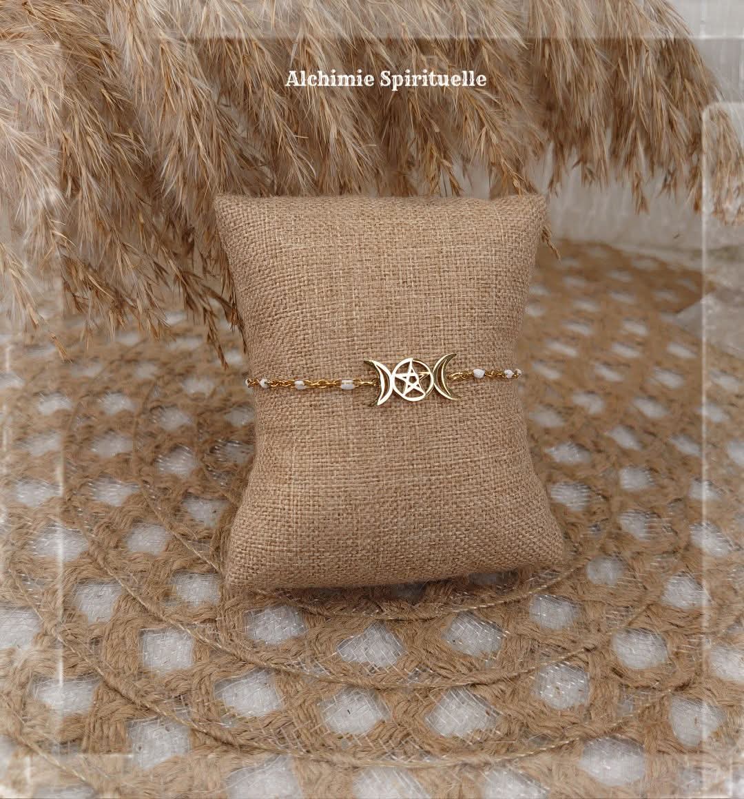 Bracelet Triple Lune et Pentacle 