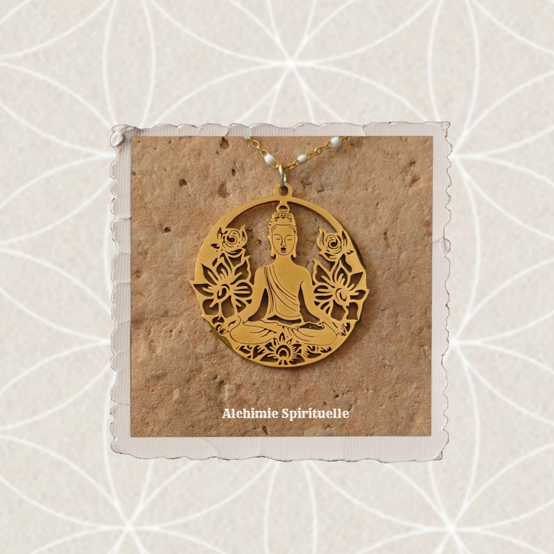 Collier Bouddha et ses fleurs