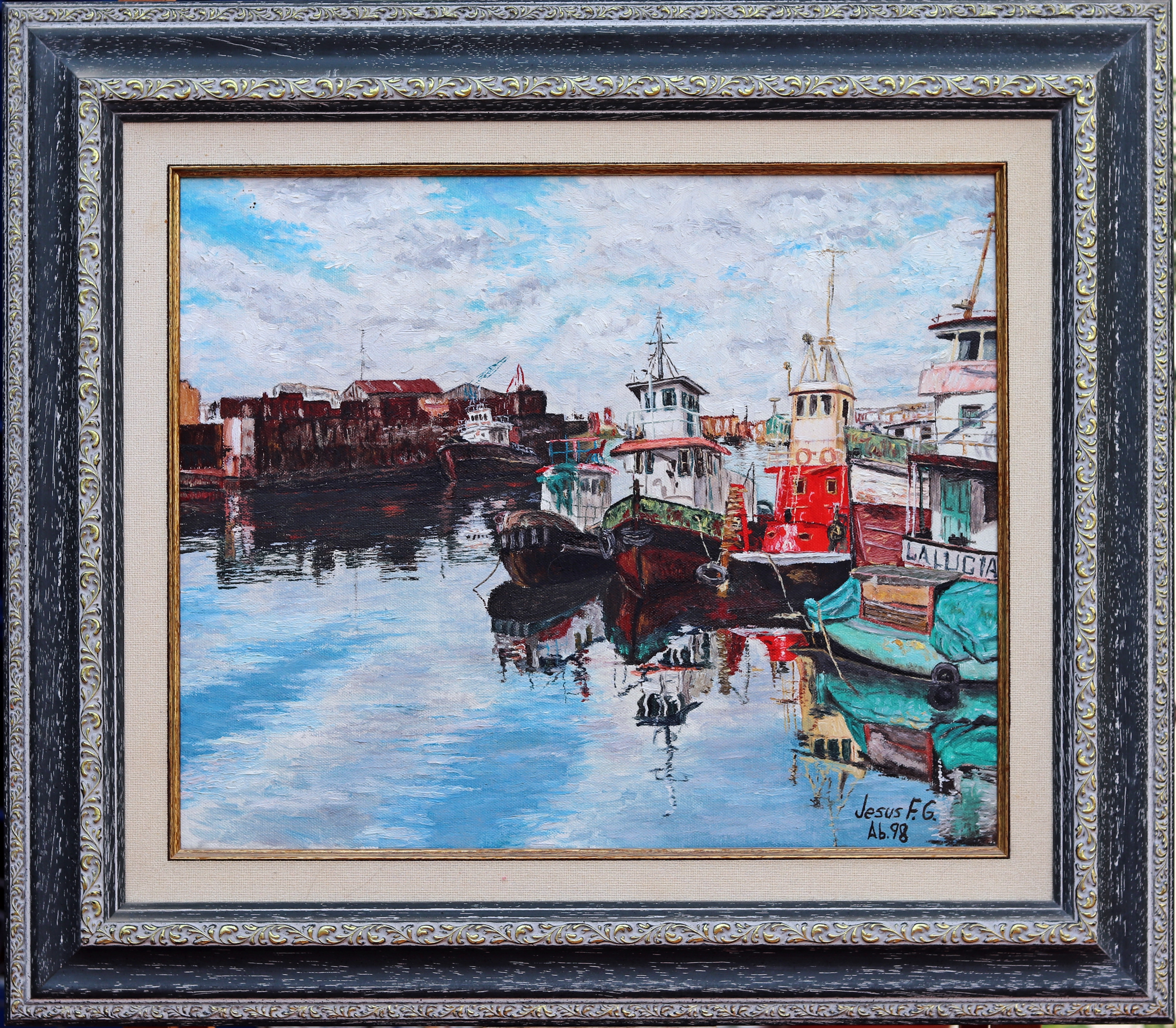 La Lucia on the Boca (1999) Oleo sobre lienzo.65 x 57. Enmarcado por el pintor.