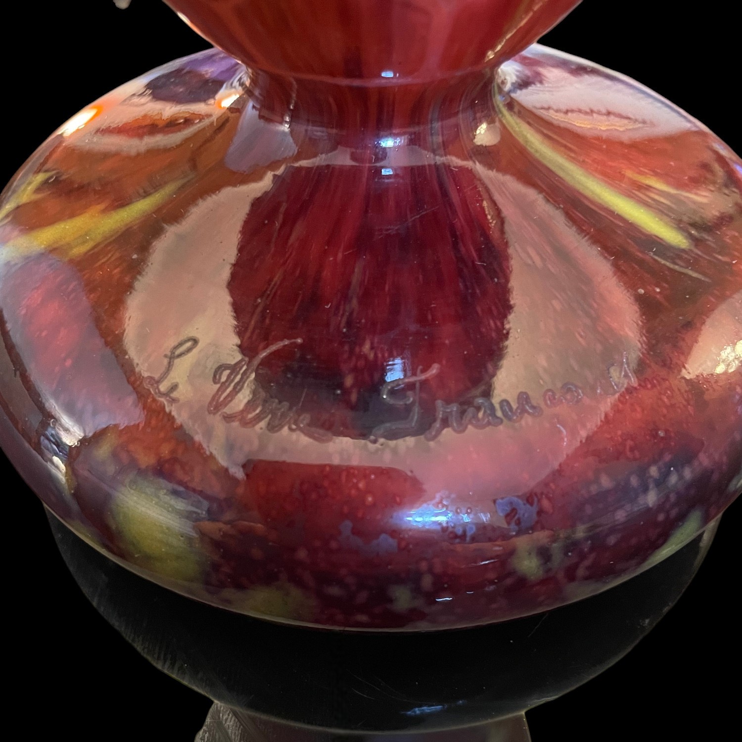 Vase Le verre Français décor "Chênes" vers 1924
