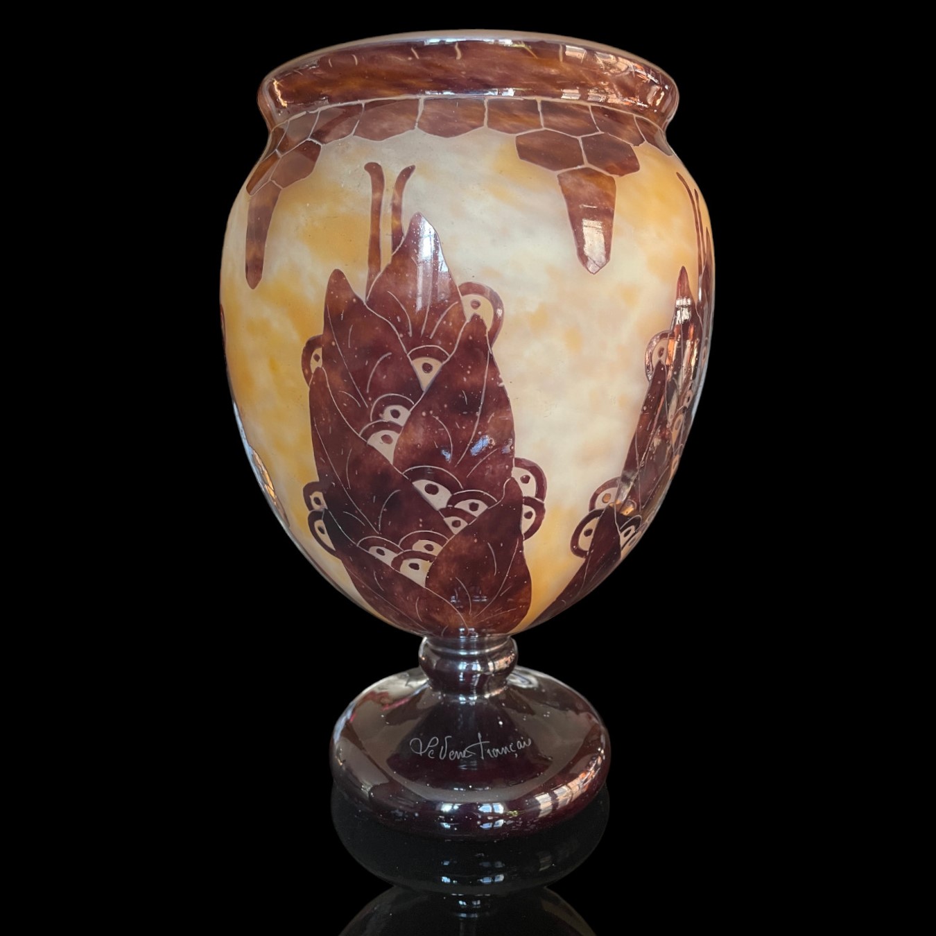 Vase décor Laurier Le Verre Français
