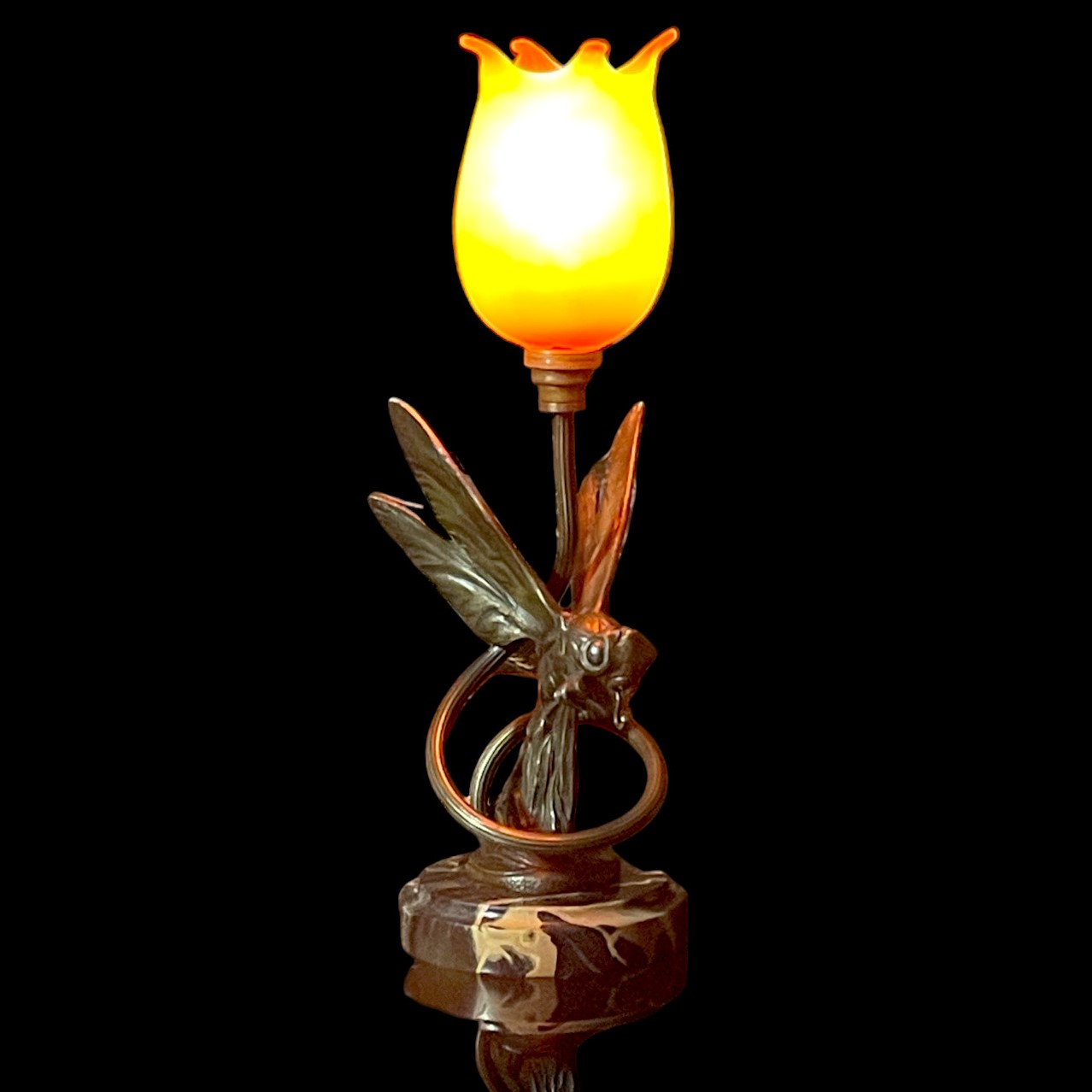 Lampe Schneider Art Nouveau à la libellule