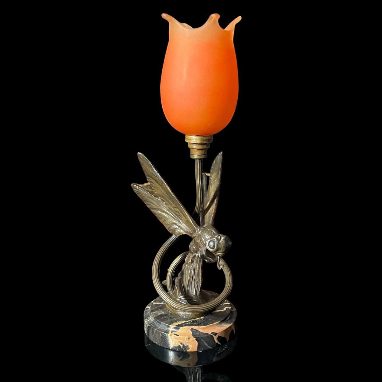 Lampe Schneider Art Nouveau à la libellule