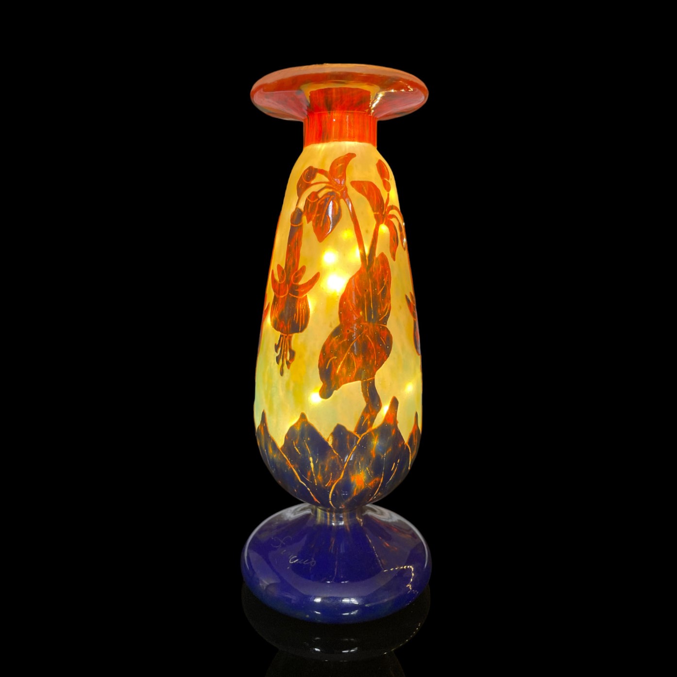 Petit vase Le verre Français aux Fuschias