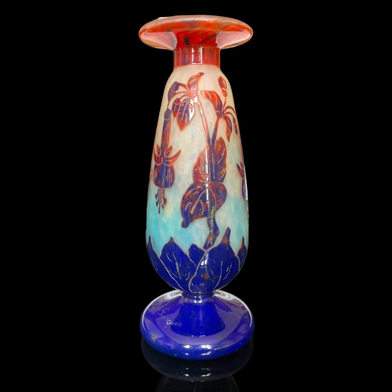 Petit vase Le verre Français aux Fuschias