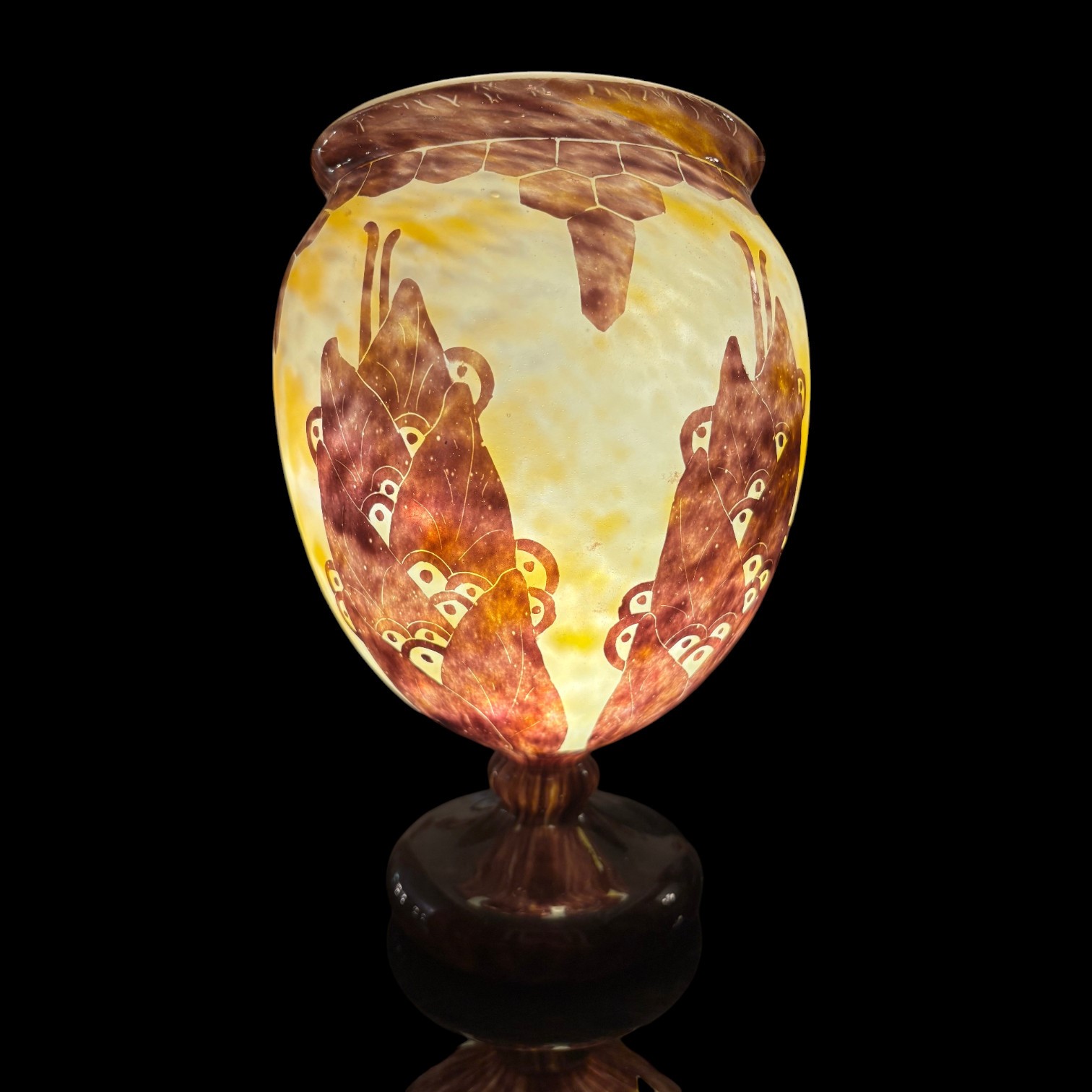 Vase décor Laurier Le Verre Français