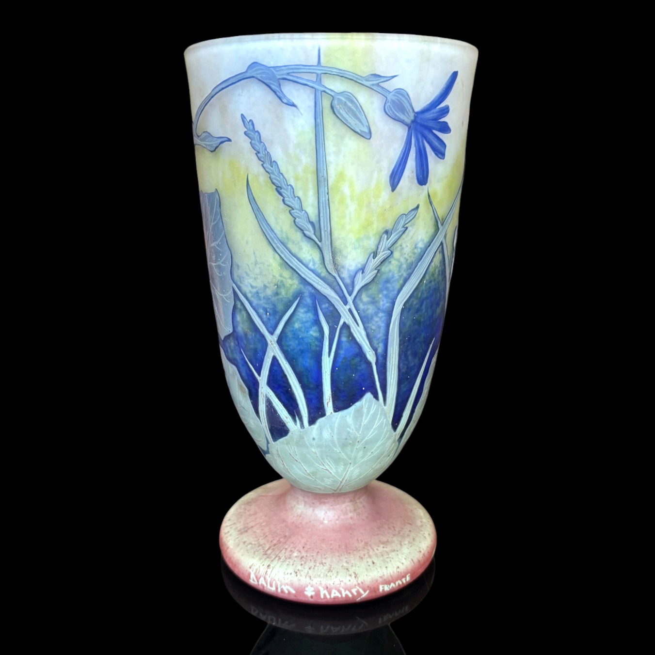 Vase Art Nouveau aux cinéraires de Daum