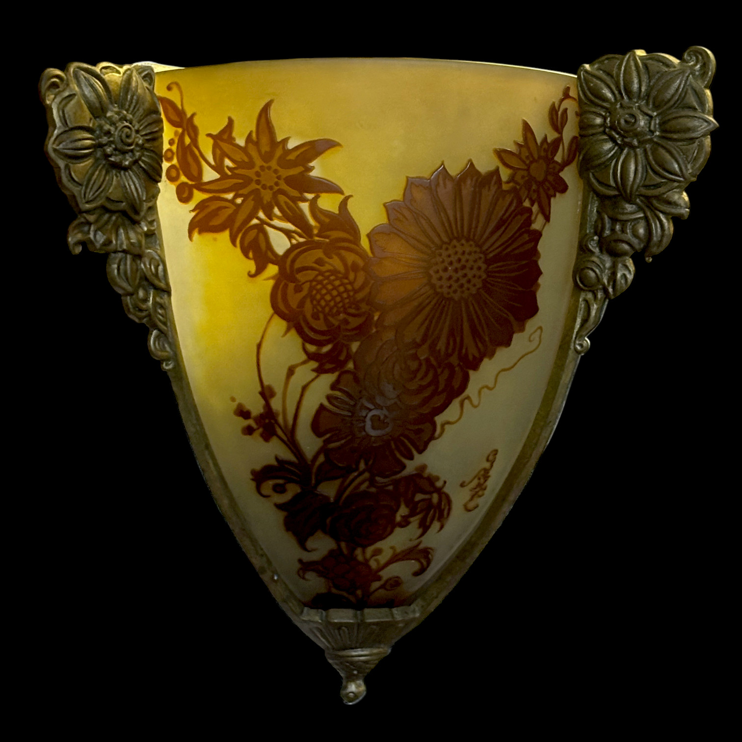 Paire d'appliques d'angle Art Nouveau Gallé