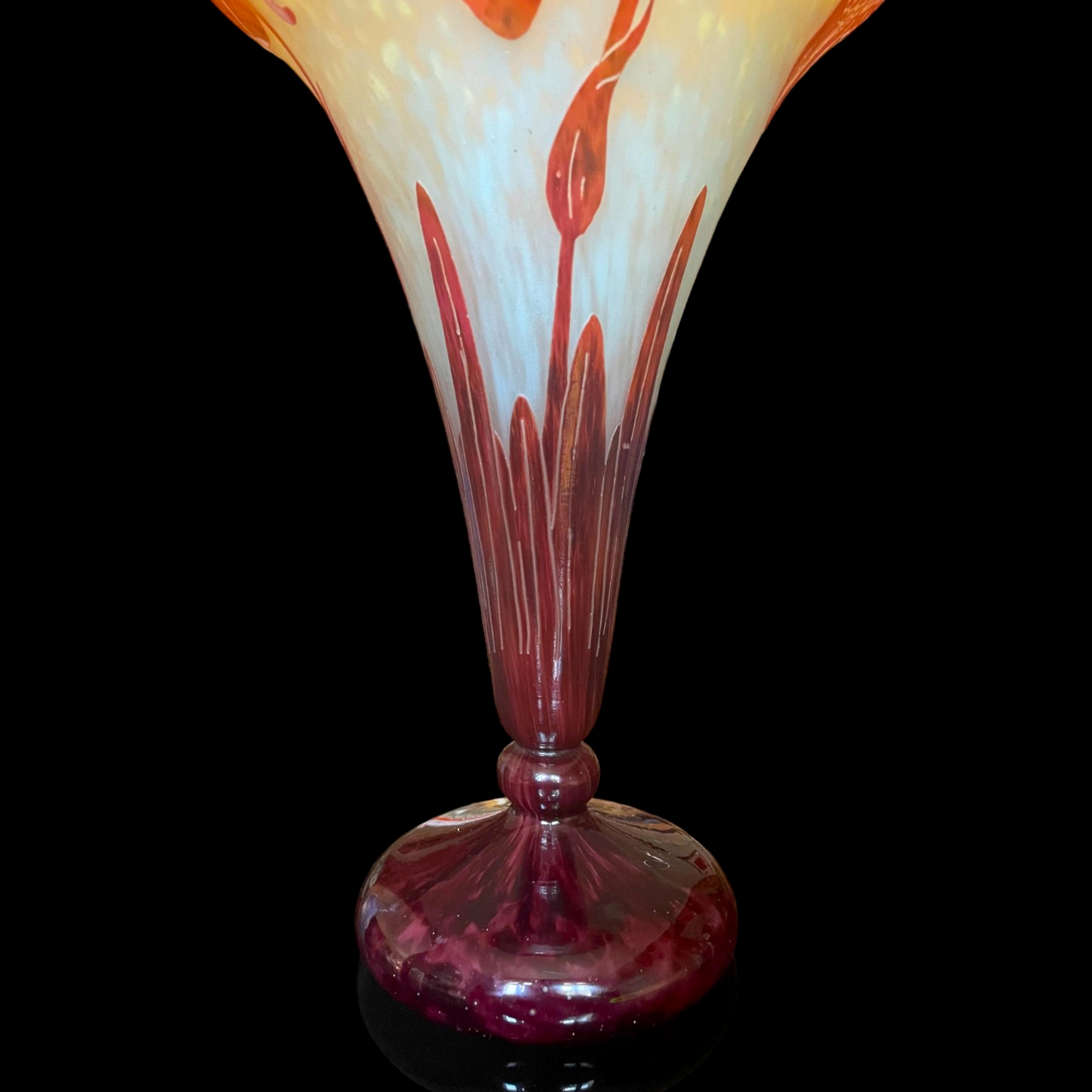 Très beau vase Orchidées Le Verre Français